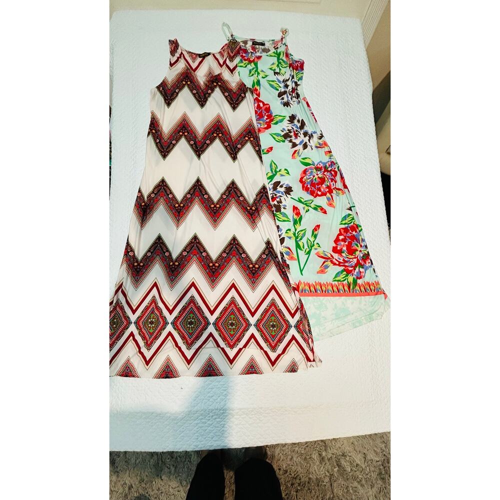 Women’s Mixed-Print Maxi Dress - Red & Mint Floral